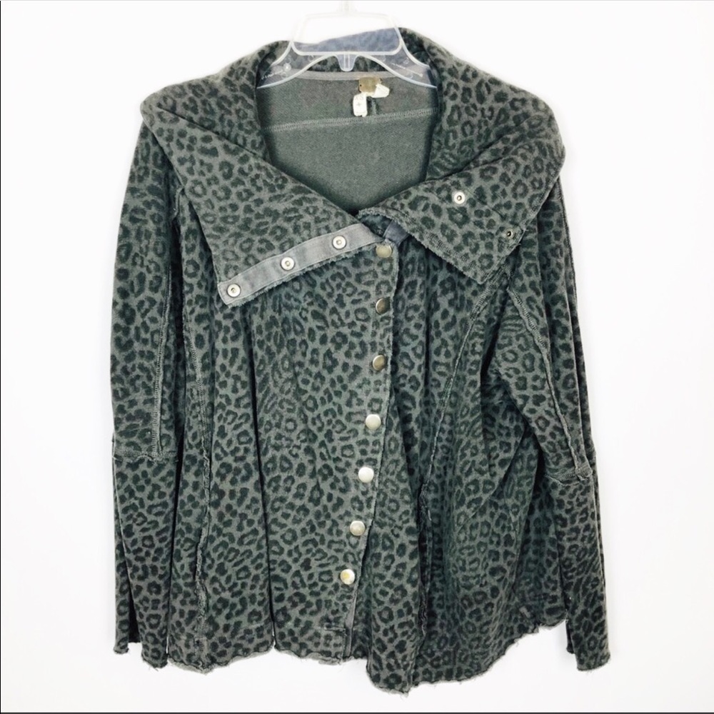 Free People | Cheetah Snap Front Sweatshirt